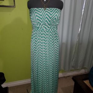 Teal and white maxi dress